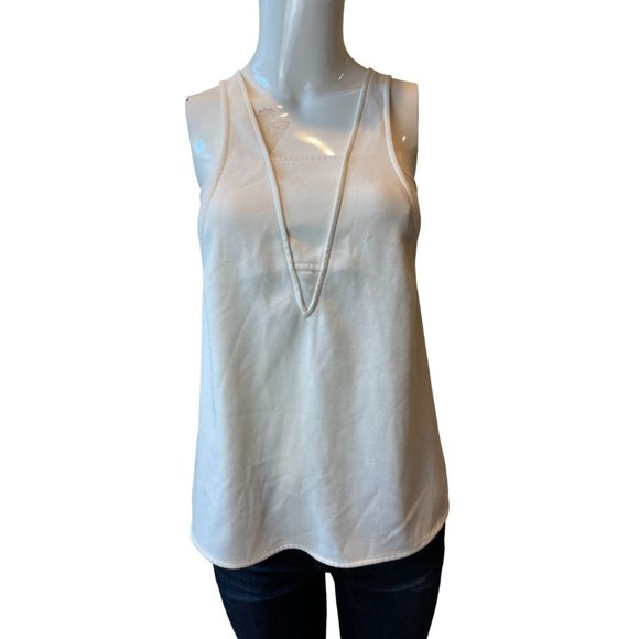 Cooper & Ella Womens High Low Blouse Top Back Hole Sleeveless V Neck White SZ XS - Picture 1 of 6